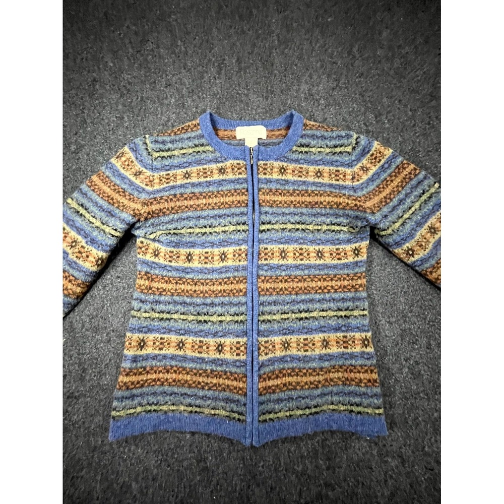 Vintage Rosanna Cardigan Sweater Womens Medium Multicolor Lambswool FairIsle